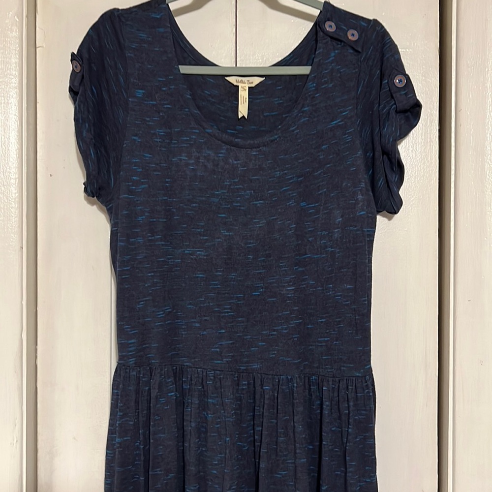 Matilda Jane Navy Blue Maxi Dress with Subtle Teal Flecks